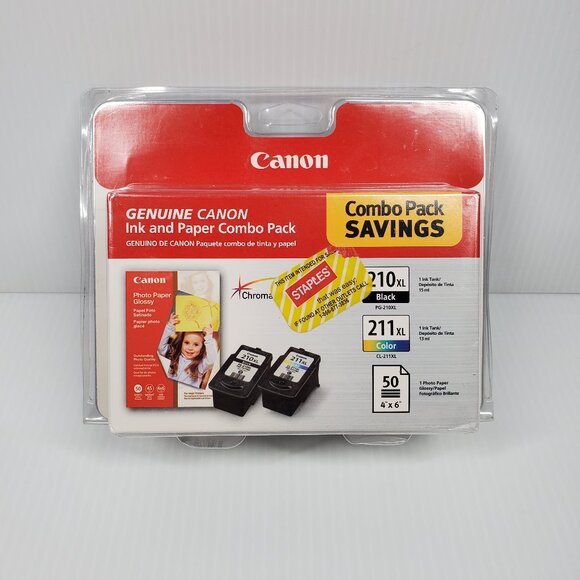 Canon 210XL Black 211XL Color & Photo Paper Set 2973B004 Genuine OEM Sealed Box - Picture 1 of 7